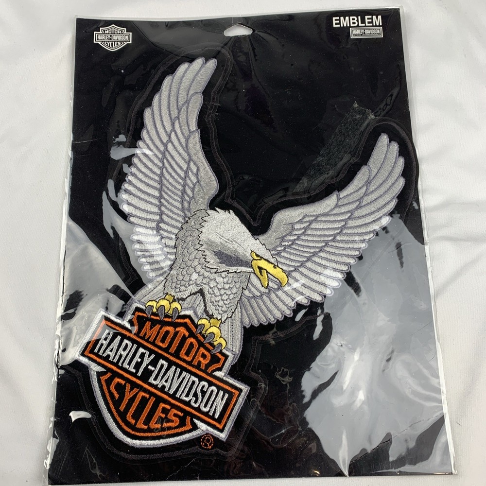 NIP Emblem Harley DavidsonUpwing Eagle Silver Davidson Motor Cycles Sew On Patch