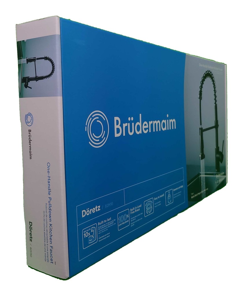 Döretz Pulldown Kitchen Faucet with Single Handle, Lead-Free Brass, Matte Black