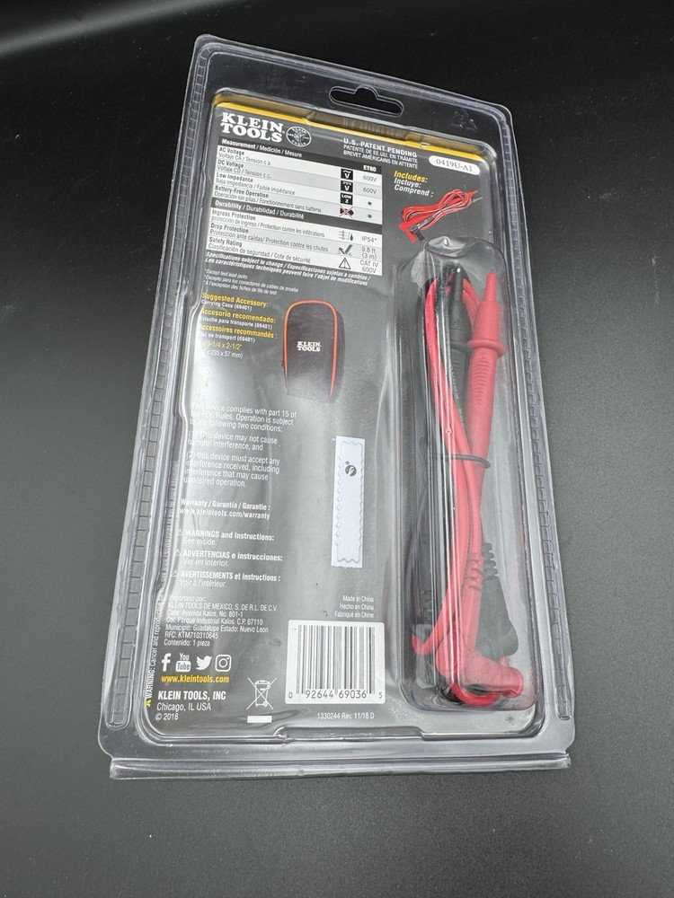 Klein Tools Electronic AC/DC Voltage Continuity Electrical Tester ET60 600V New