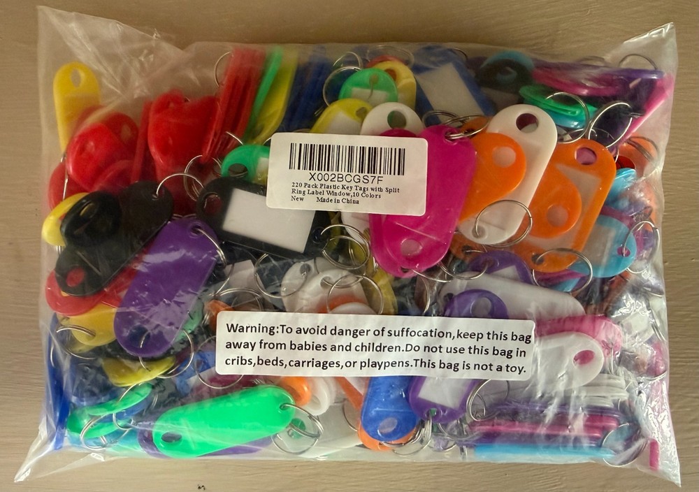 Simetufy Plastic Key Tags 220 Pcs, Key Labels with Ring and Label Window, Key...