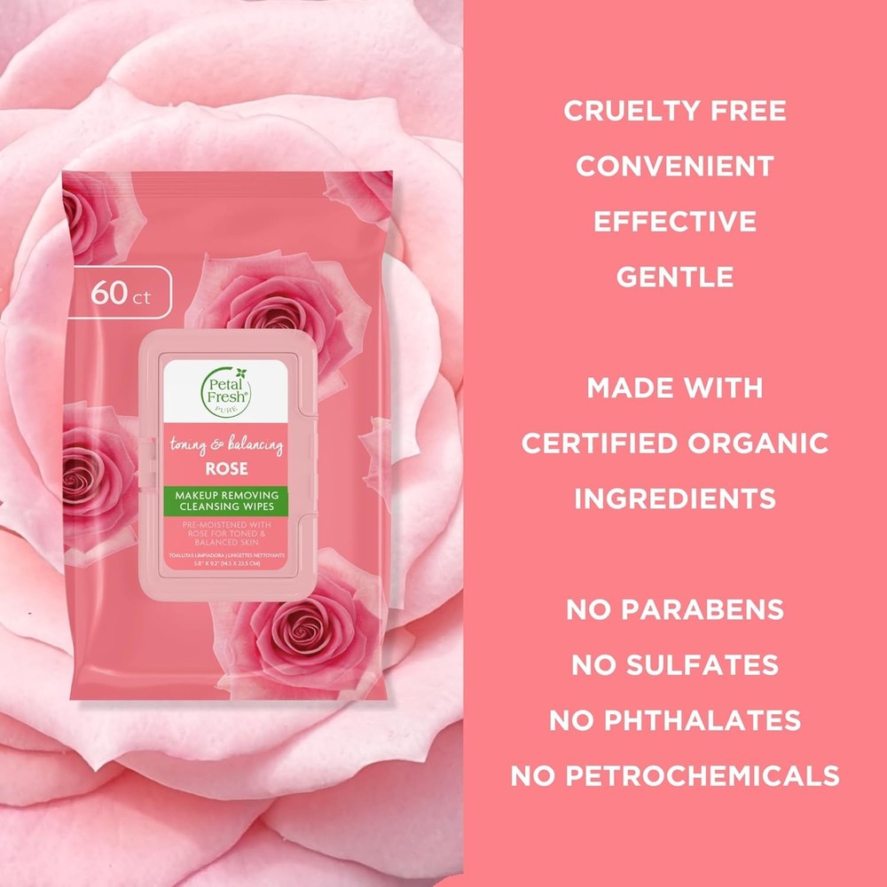 e Brightening Rose Makeup Removing, Cleansing Towelettes,