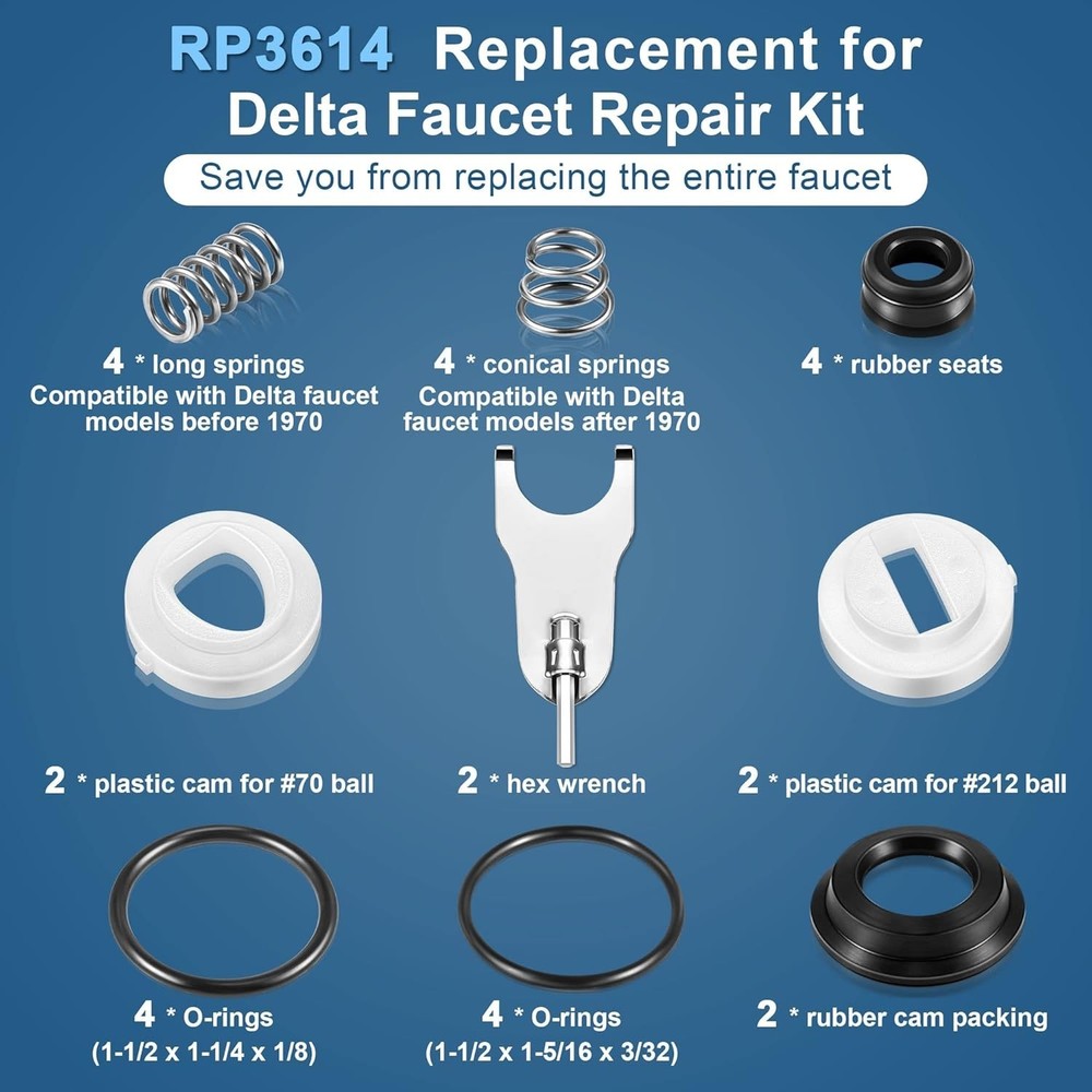 Durable 2-Pack Faucet Repair Kit for Delta/Peerless - Easy Leak Fixing Solution