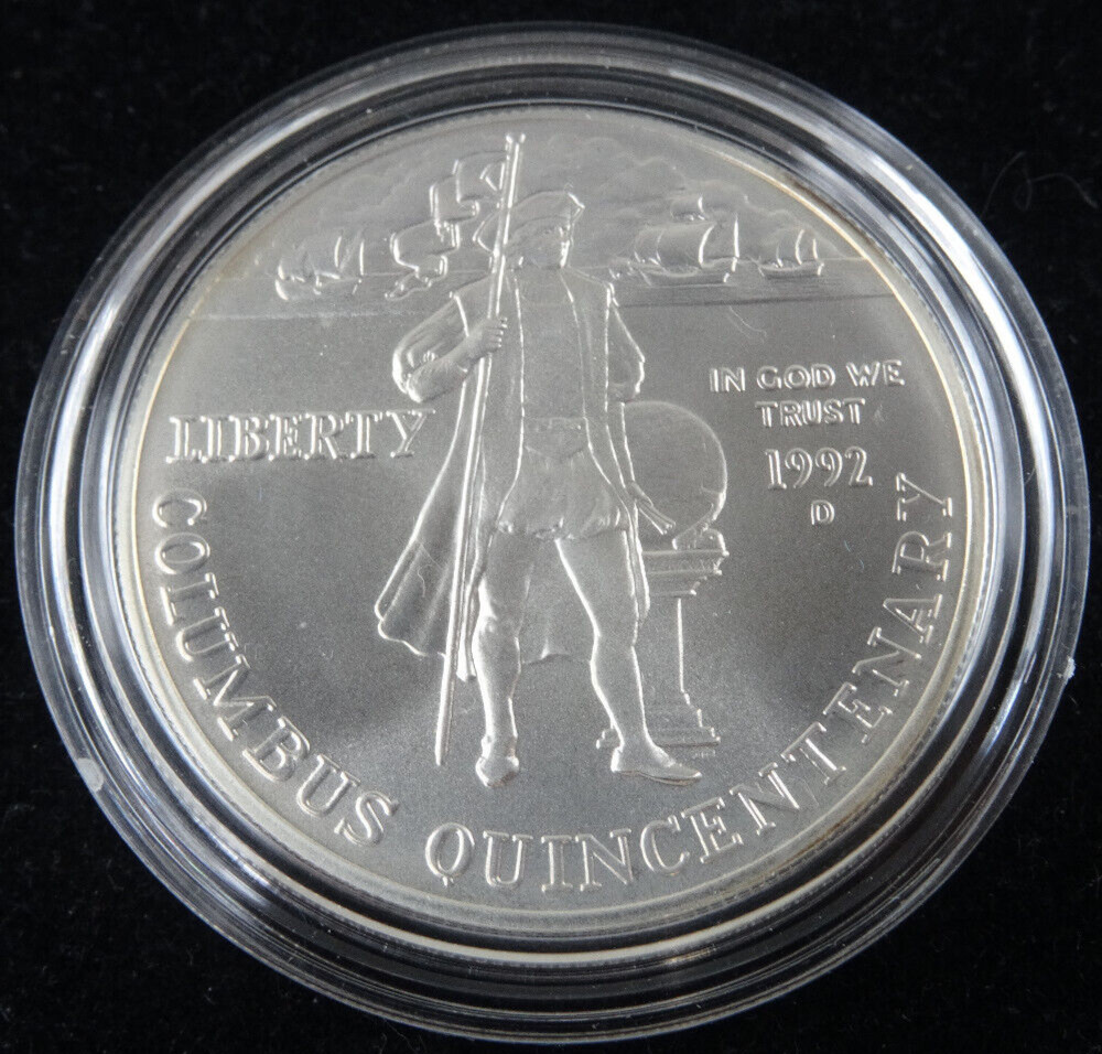 1992-D Columbus Quincentenary Commemorative Unc Silver Dollar w/ Capsule