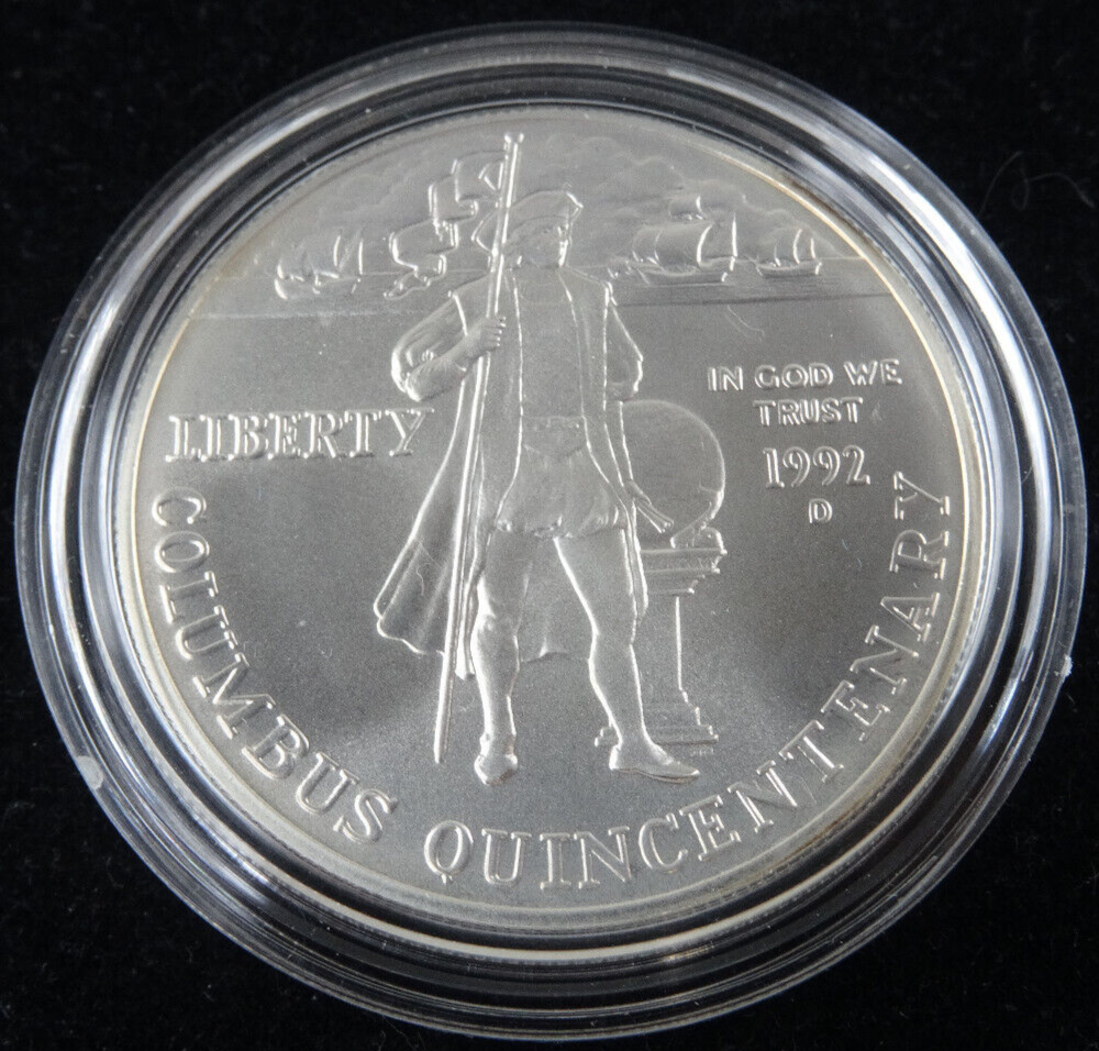 1992-D Columbus Quincentenary Commemorative Unc Silver Dollar w/ Capsule