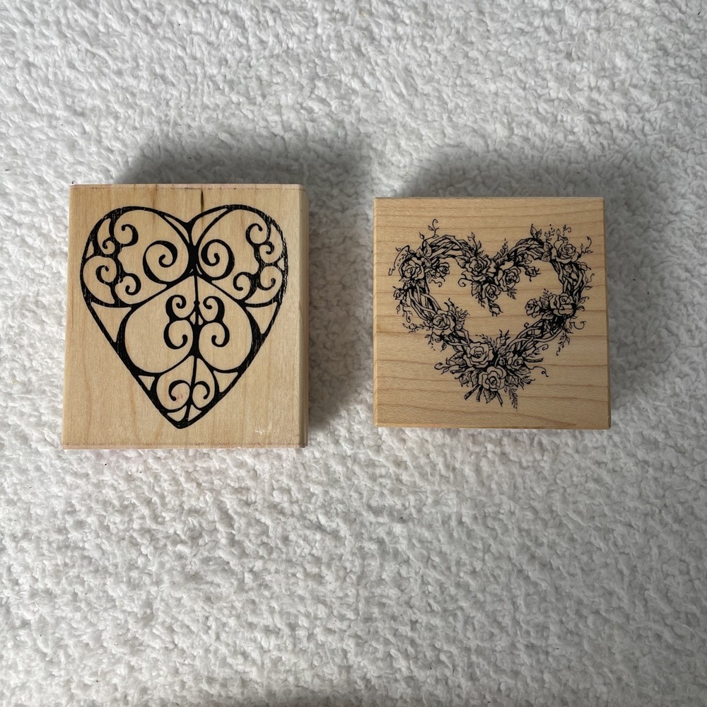 2 Heart Rubber Stamps. Crafts