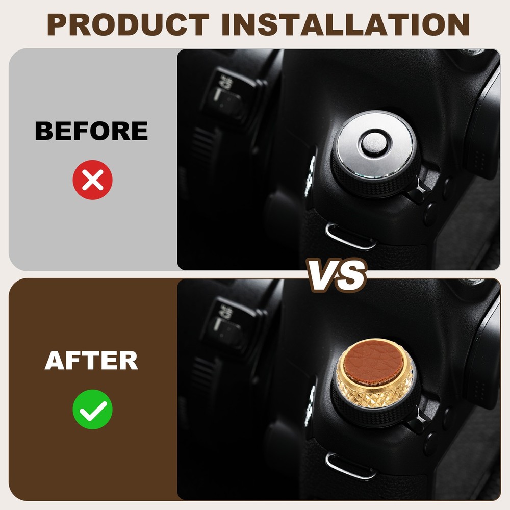 Shutter Button (Dark Brown) Camera Soft Release Button Threaded, for Fuji