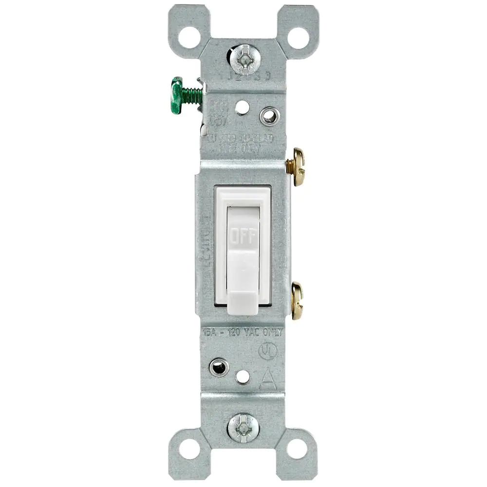 15 Amp Single-Pole Toggle Light Switch White