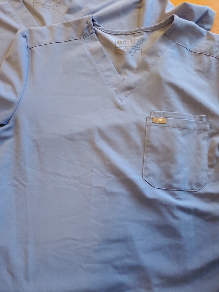 FIGS 2 One Pocket Scrub Top Blue Technical Collection - Size Large
