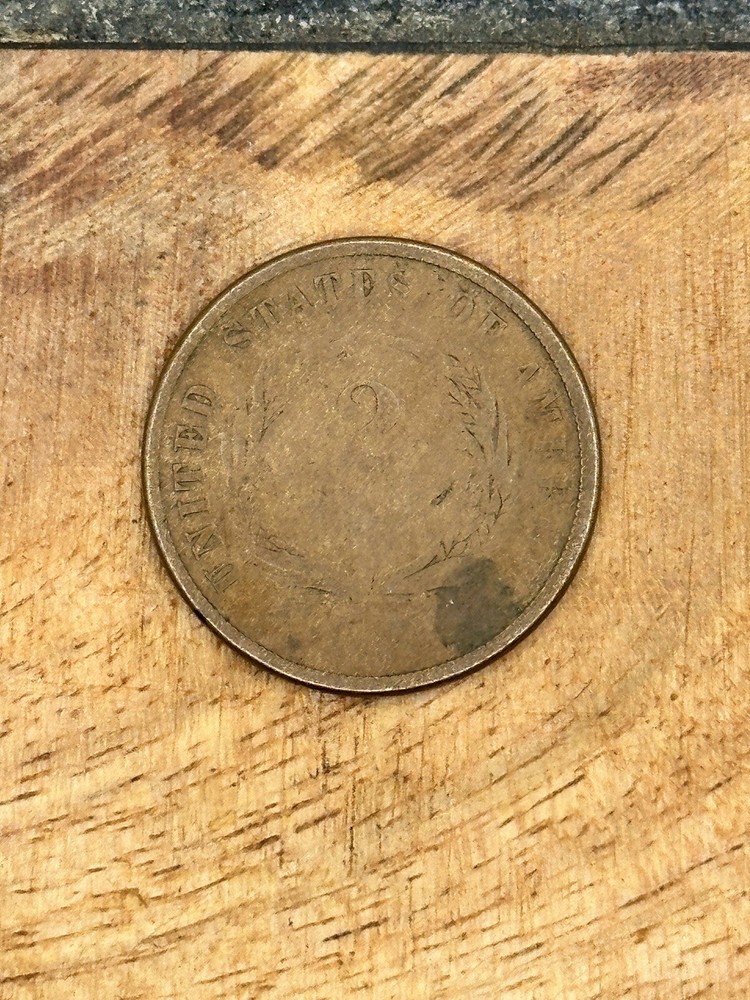 1865 2 Cent Piece Two Cents US Coin Nice Shape #6079