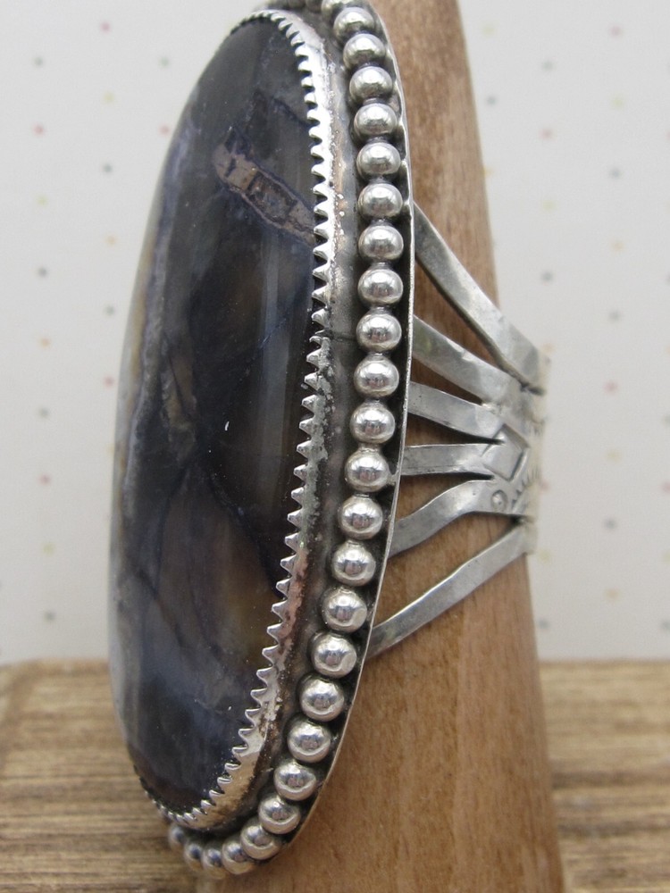 One of a Kind Long Knuckle Ring Authentic Native Made Fluorite Ring Size 8
