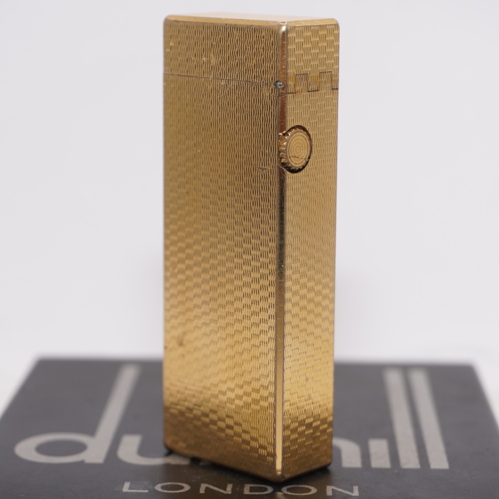 Dunhill Lighter Gold plate Basket Check Pattern_Ultrasonically cleaned_Working