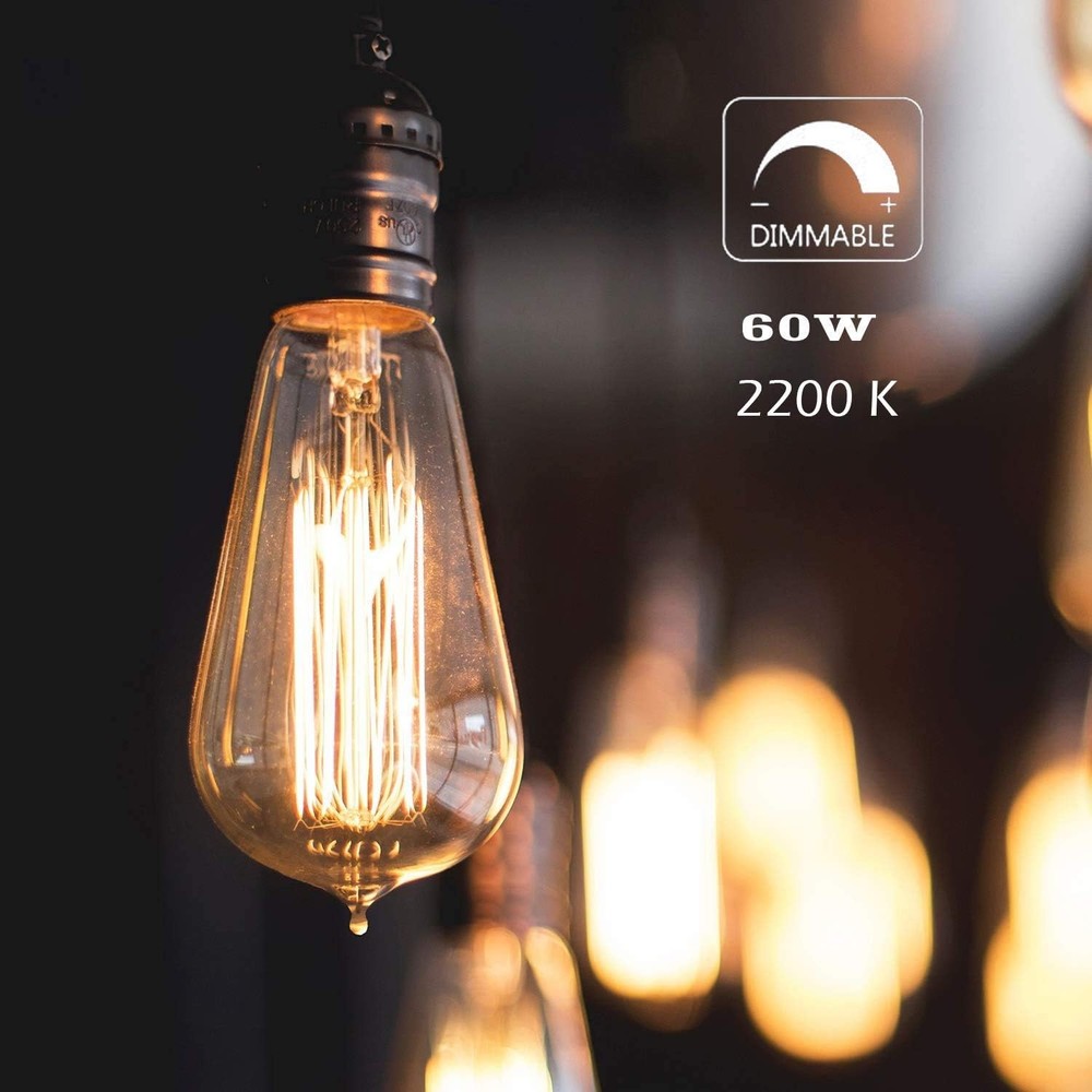 Jslinter 6-Pack Edison Light Bulb, Warm White 6 Count (Pack of 1),