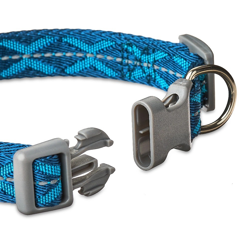 Adjustable Reflective Dog Collar Medium Size Blue for Safe Night Walks