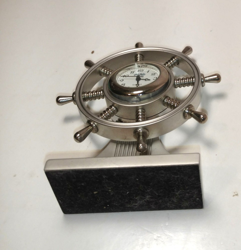Sanis SHIP WHEEL Silver Desk Clock Gift