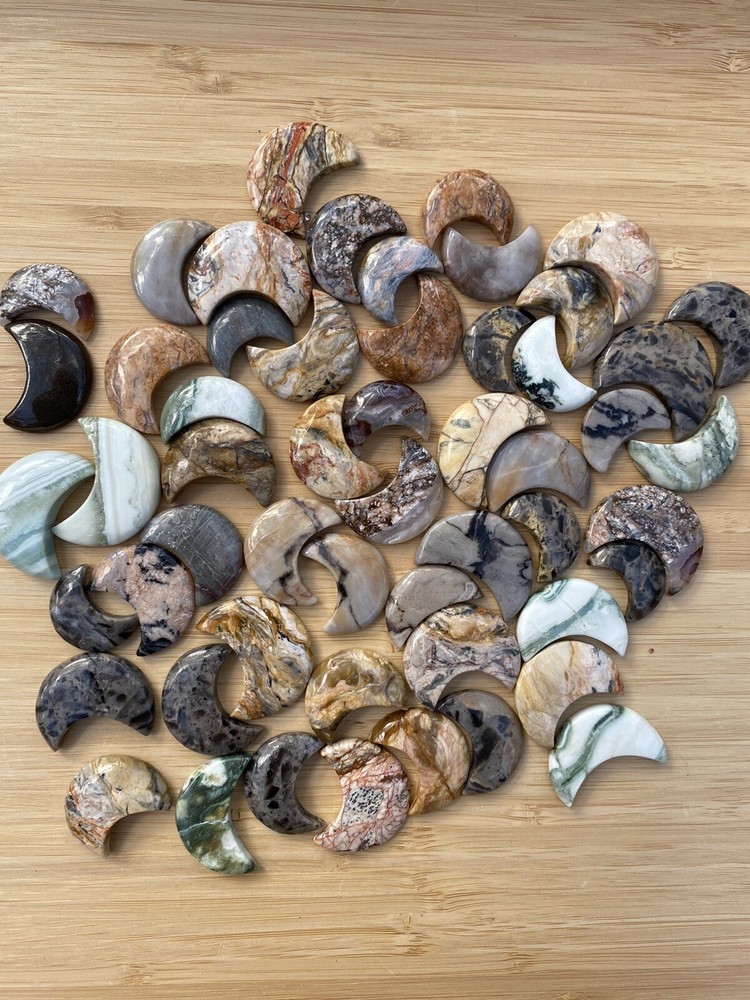 Mixed Jasper Moon Cabochons AAA+