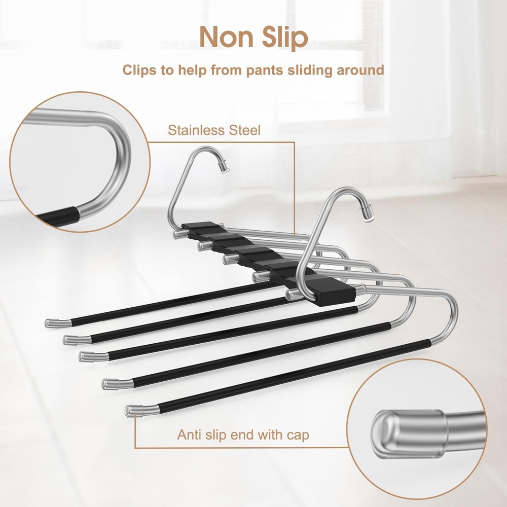 2 Pack Pants Hangers Space Saving Antislip Multifunctional Pants Rack Thickened
