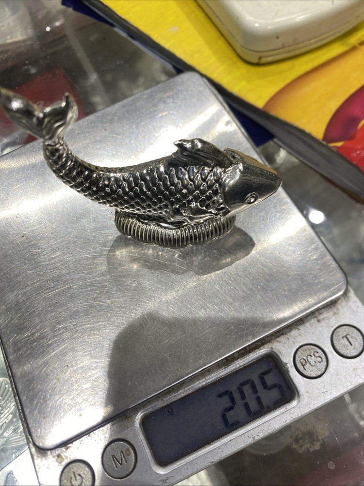 75% Purity Solid Silver Fish 20 Gram Prosperity Display Decor Minituares
