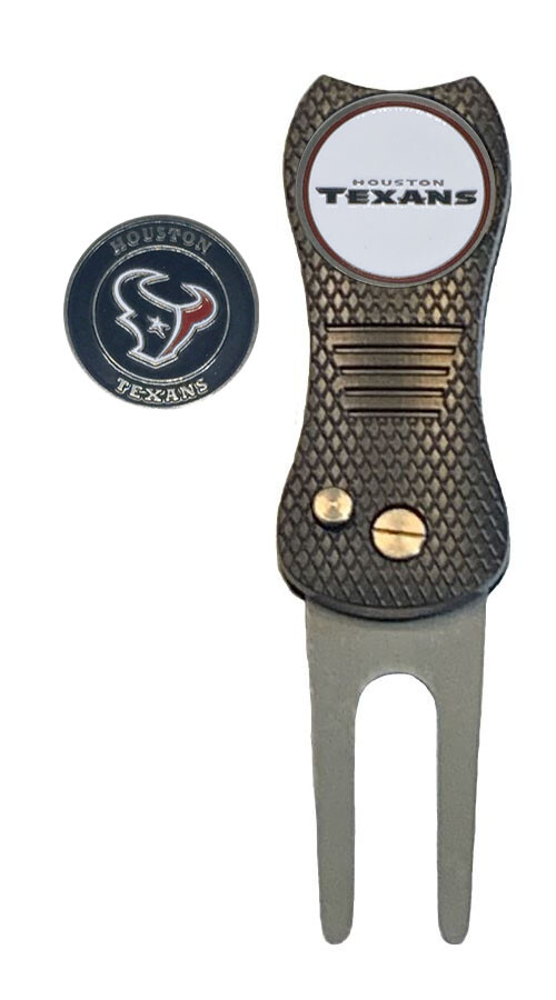 Houston Texans NFL Golf Ball Marker with Premium Switchblade Divot Tool