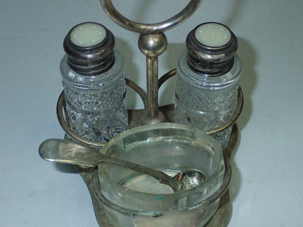 Cut Glass - Antique Silver Salt & Pepper Serving set