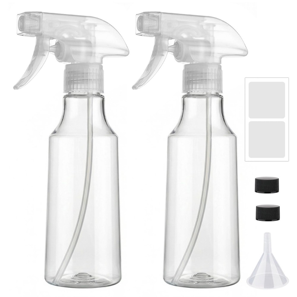BOMEX 12oz 350ml Plastic Spray Bottles  2 Pack Clear Mist/Stream