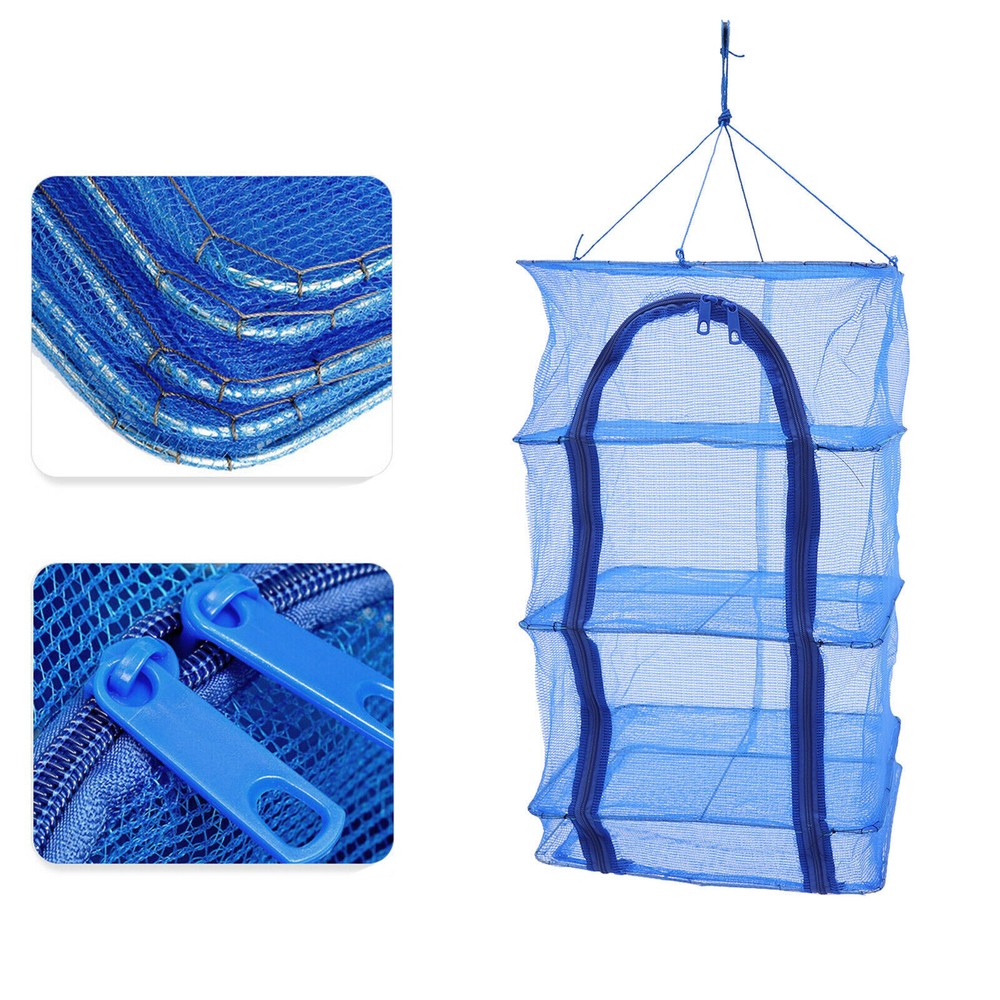 Foldable 4 Layers Drying Net Hanging Vegetable Fish Dishes Mesh Dryer Rack