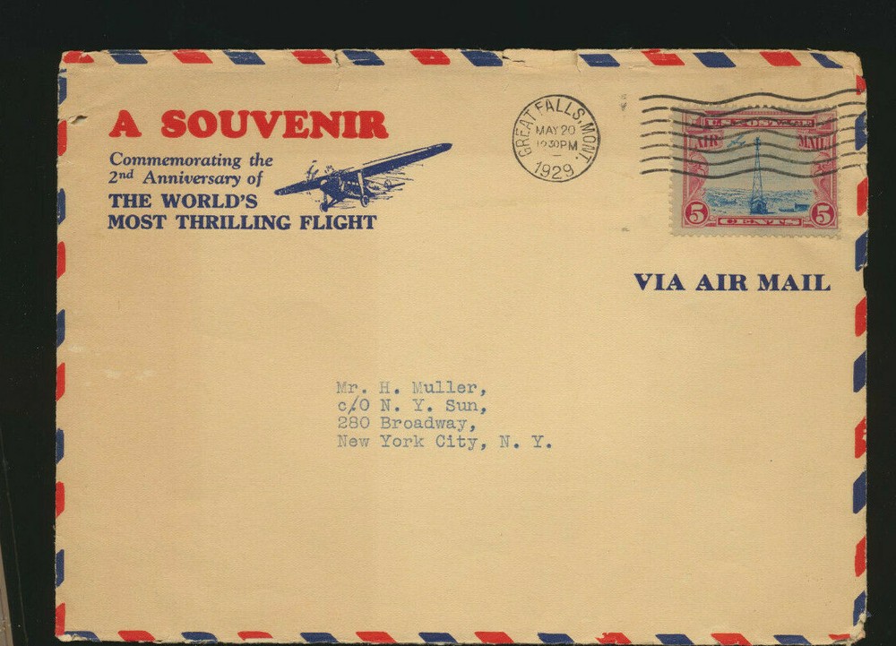 Lindbergh 2nd Anniv Folder May 20 1929 with envelope