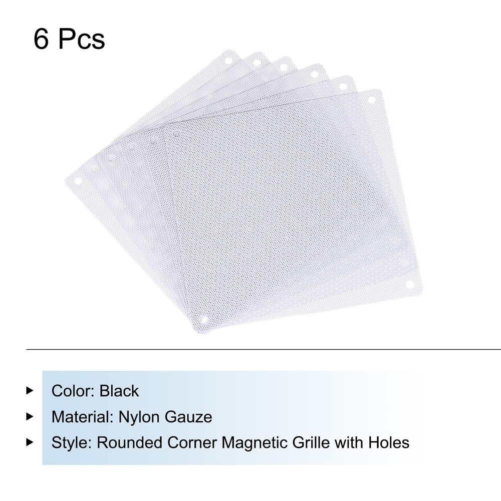 6PCS PC Dust Filter, 140x140mm PVC Computer Case Cooler Dustproof Mesh White