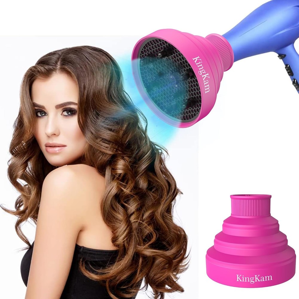 Efficient Silicone Hair Dryer Diffuser - Compact, Quick Drying, and Stylish Pink
