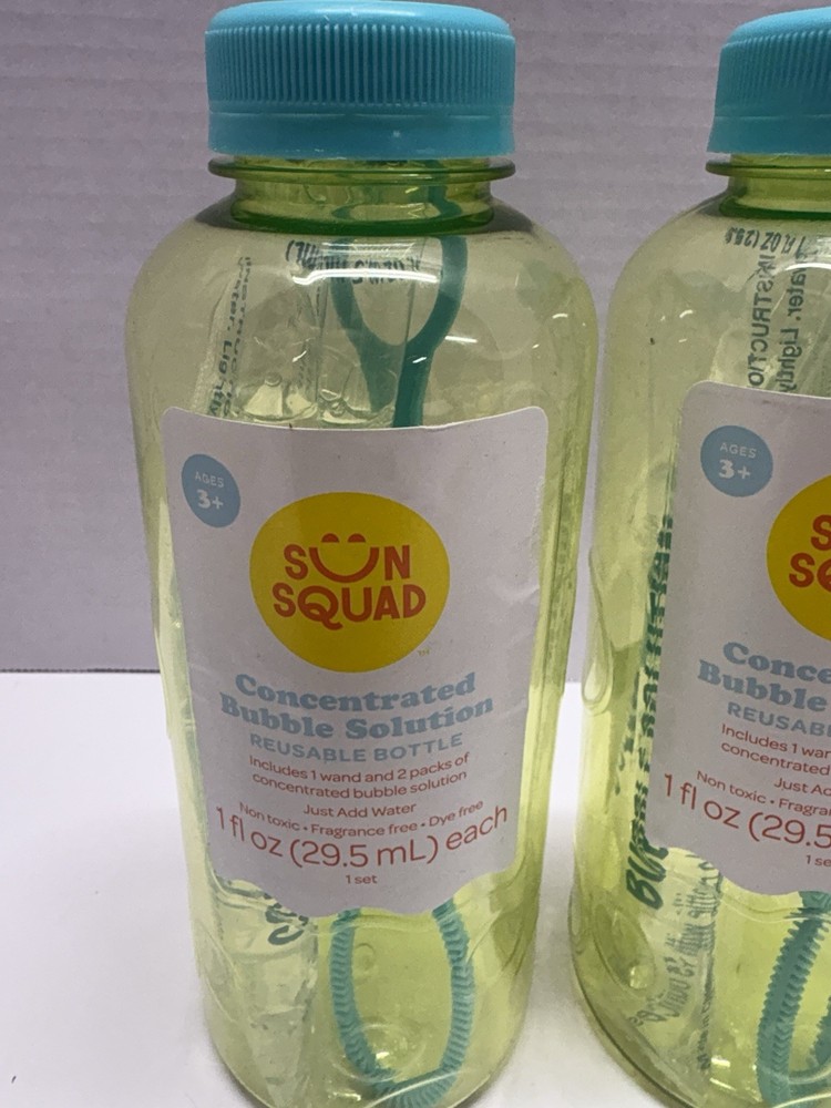 Sun Squad Set Of 2 Refillable Bubbles W/ Concentrated Solution 1oz