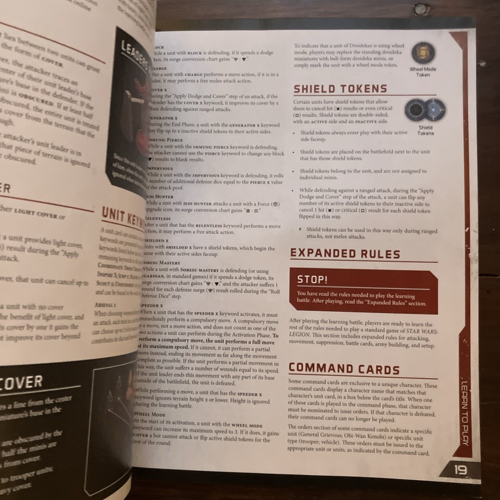 Star Wars Legion Learn To Play Booklet - Reference Manual Instructions
