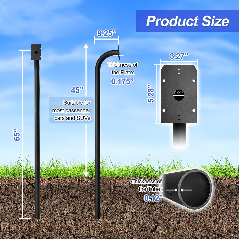 LUKYER FM100 Keypad Mounting Post，Compatible with Mighty Mule Digital Black