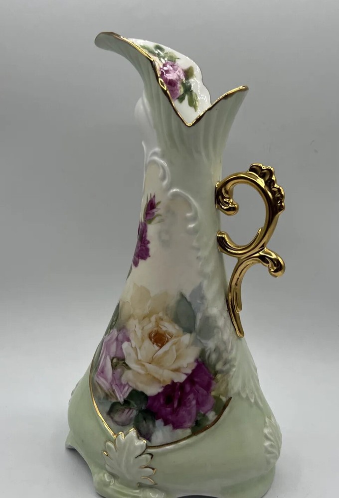 Hand painted Vintage LOOKING pitcher. Signed and dated on bottom