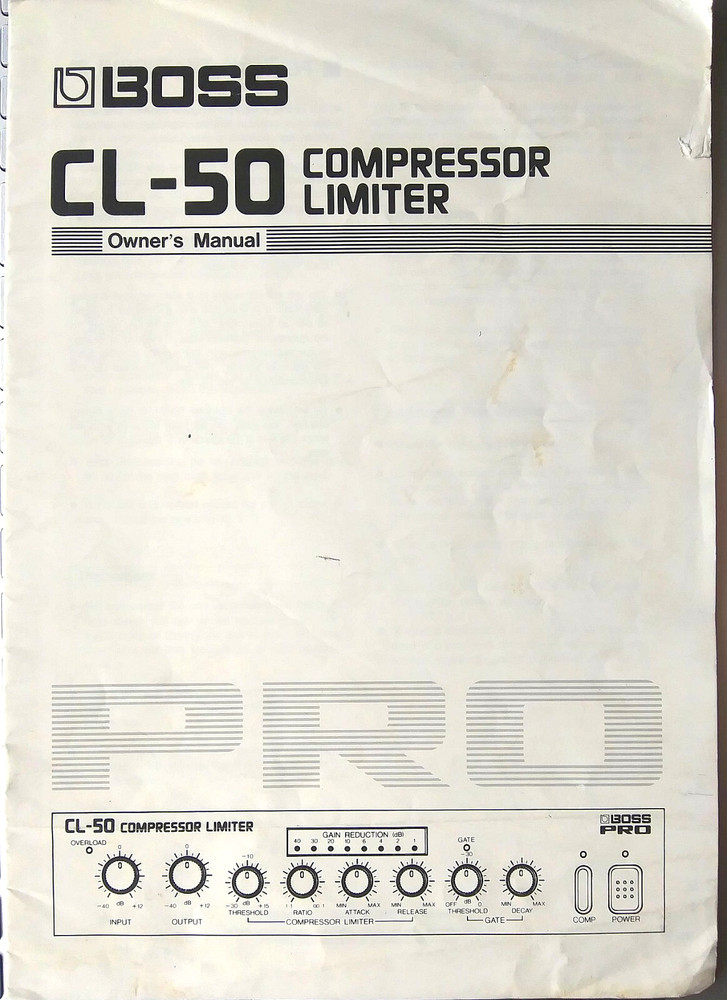 Boss CL-50 Compressor / Limiter Effects Unit Original Owner's Manual Book, 1990