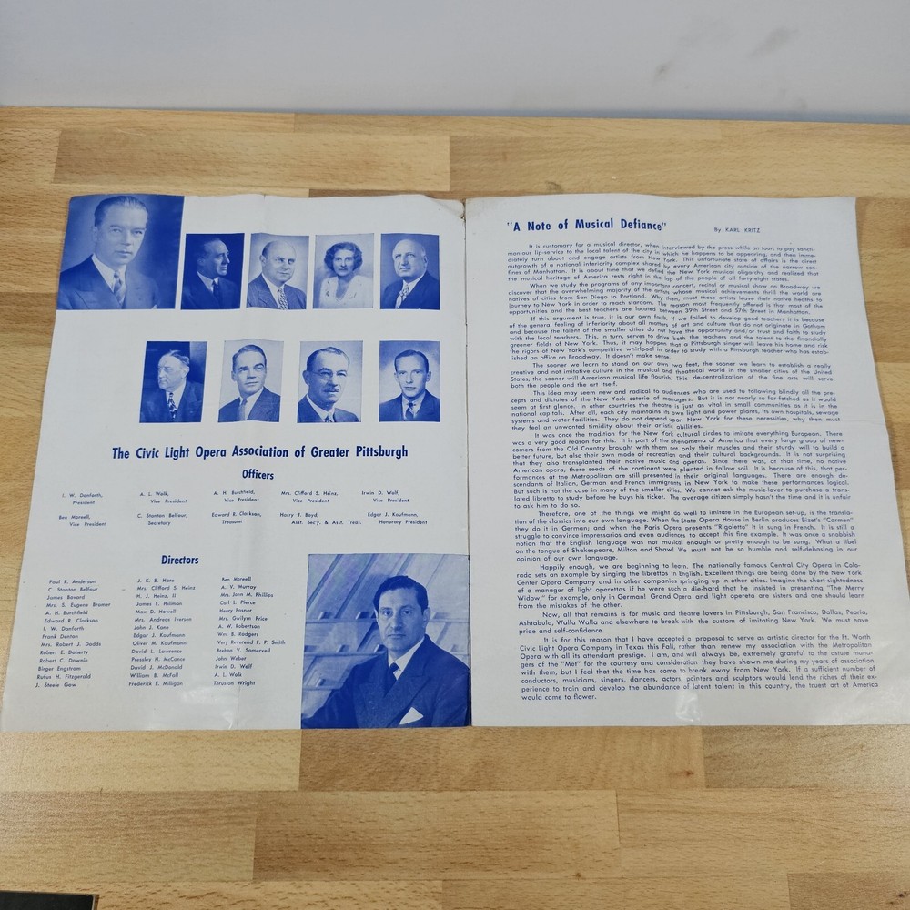 Vtg 1949 Civic Light Opera Pittsburgh "Anything Goes" Musical Comedy Program