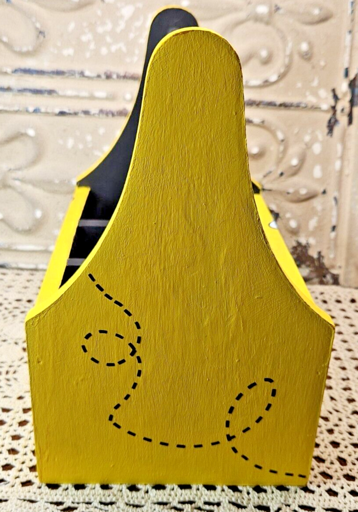 Handmade Yellow and Black Bumblebee Multi-Compartment Toolbox Garden Caddy