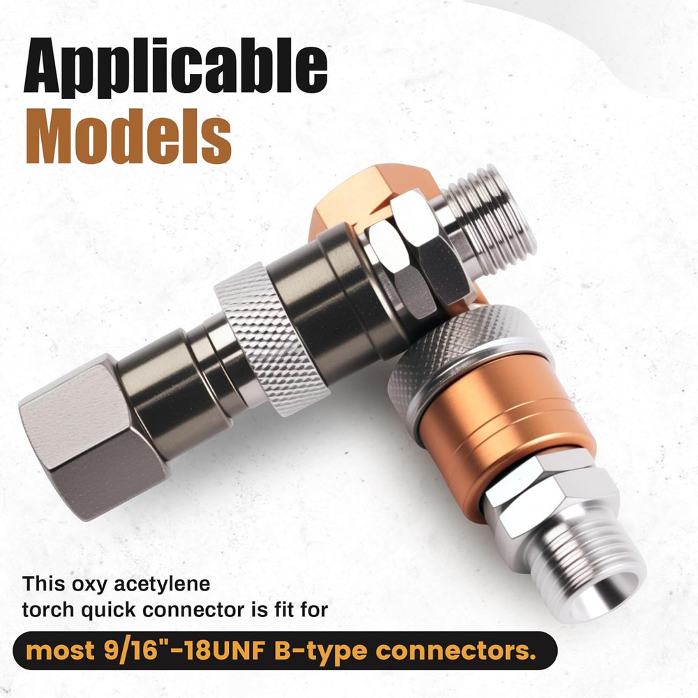 2Pcs Oxy Acetylene Torch Quick Connects Fittings Set, Oxygen Acetylene Quick Dis