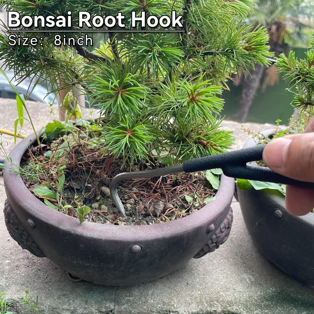 6pc Bonsai Tool Set - Concave/Knob/Wire Cutters, Scissors & Hook