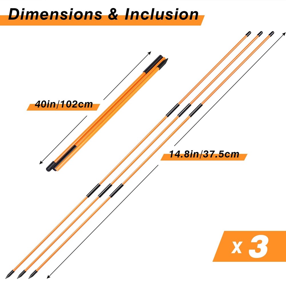 Premium Golf Alignment Sticks 3 Pack, 40" Putting Trainer, orange
