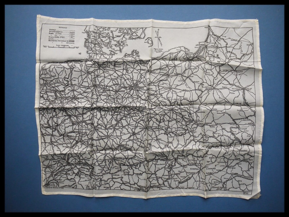 WWII RAF Pilots Early Silk Escape Evasion Map Germany SOE