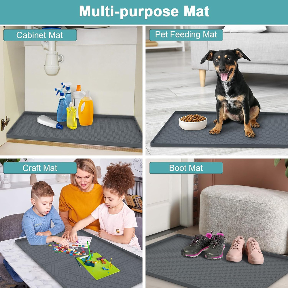 Waterproof under Sink Mat, 28" X 19" Silicone under Sink Mats for Kitchen, under