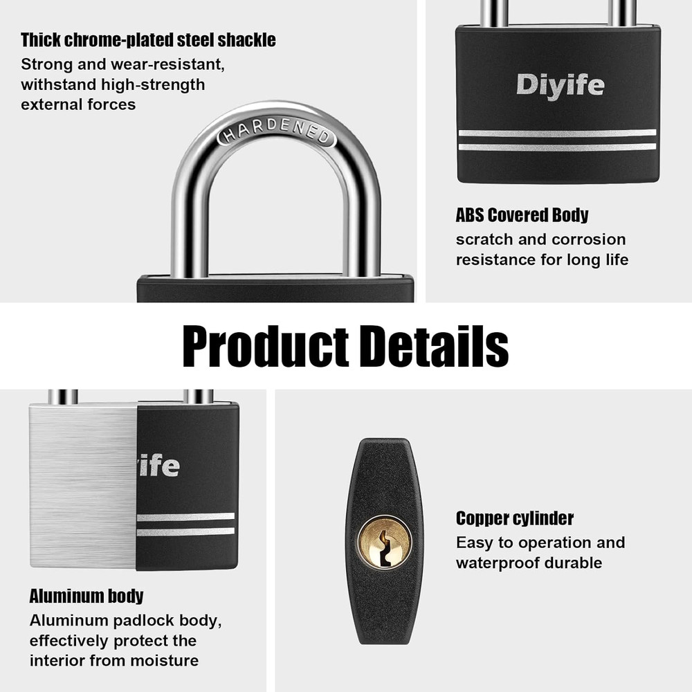 2 Pack Aluminum Padlocks Keyed Alike Anti Rust