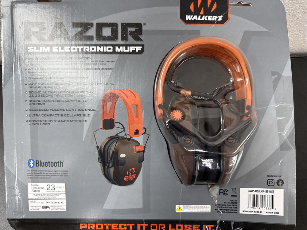 Walker's Razor Quad Bluetooth Tacti-Grip Slim Digital Muff Ear Protection