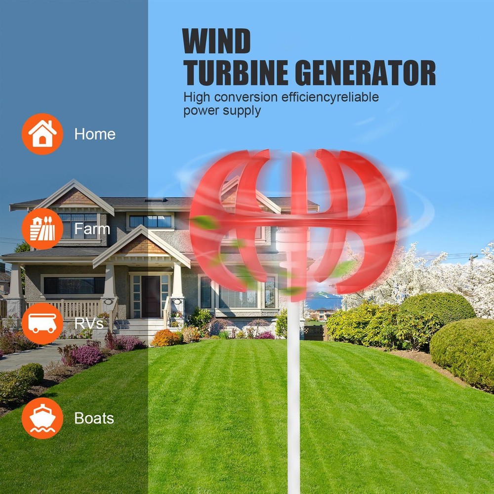 1200W 24V Vertical Axis Wind Power Turbine Generator Controller Home Windmill-