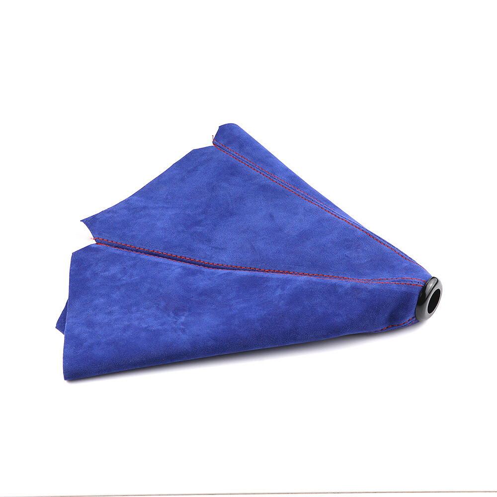 Racing Blue Universal Suede leather Shift Boot Shift Knob Cover with Red Stitch