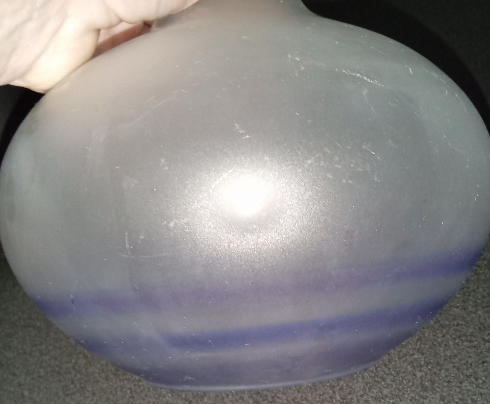 Frosted And Blue Swirl Vase