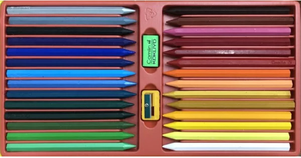 28pcs Bright Triangular Crayons Set Non-Toxic Easy to Color with Sharpener
