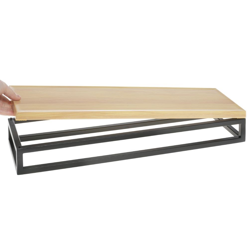 HUBERT® Black Display Riser with Butcher Block Top - 3 1/5"H