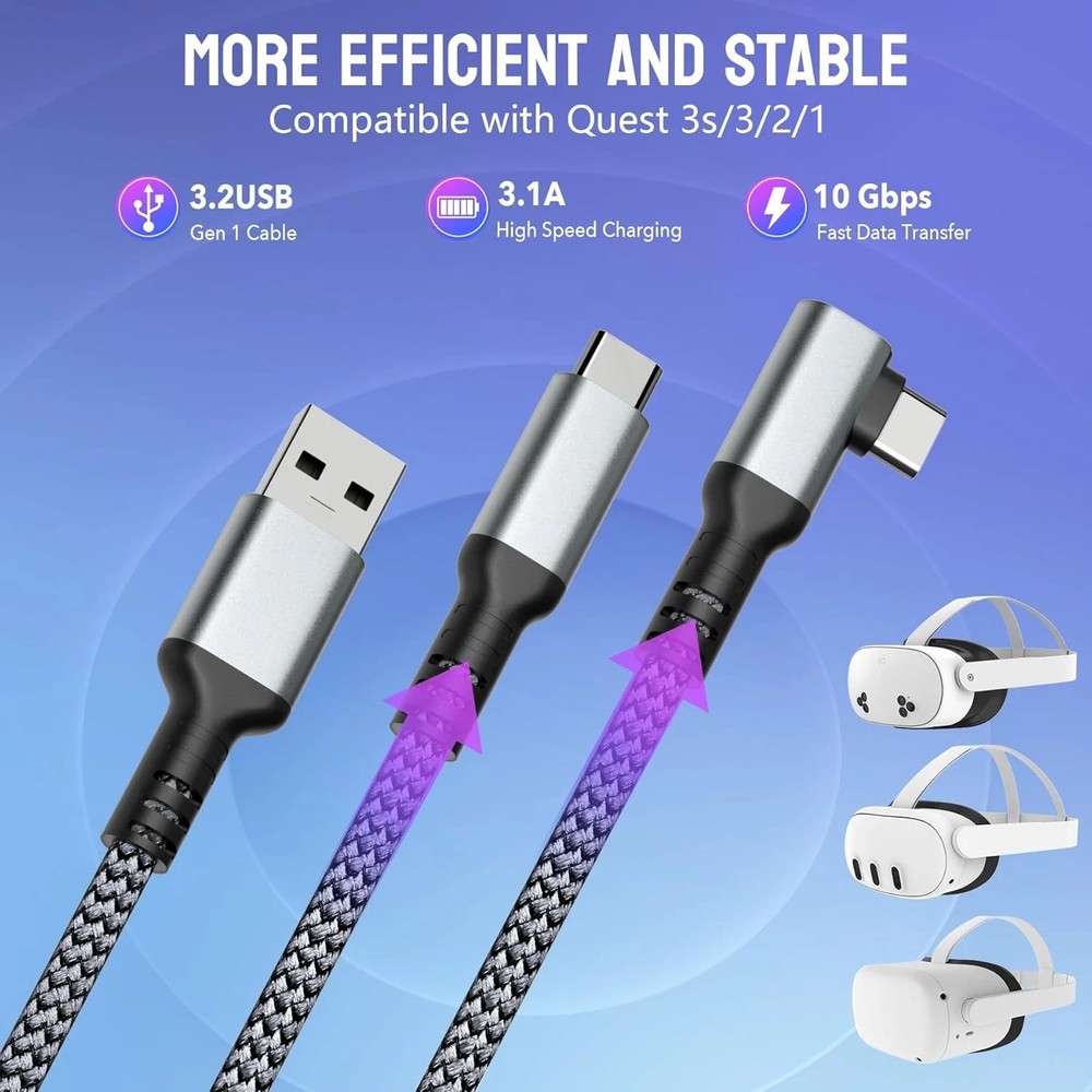 Link Cable 16FT for Meta Quest 3S, Quest 3, Oculus Quest 2/Pro Accessories