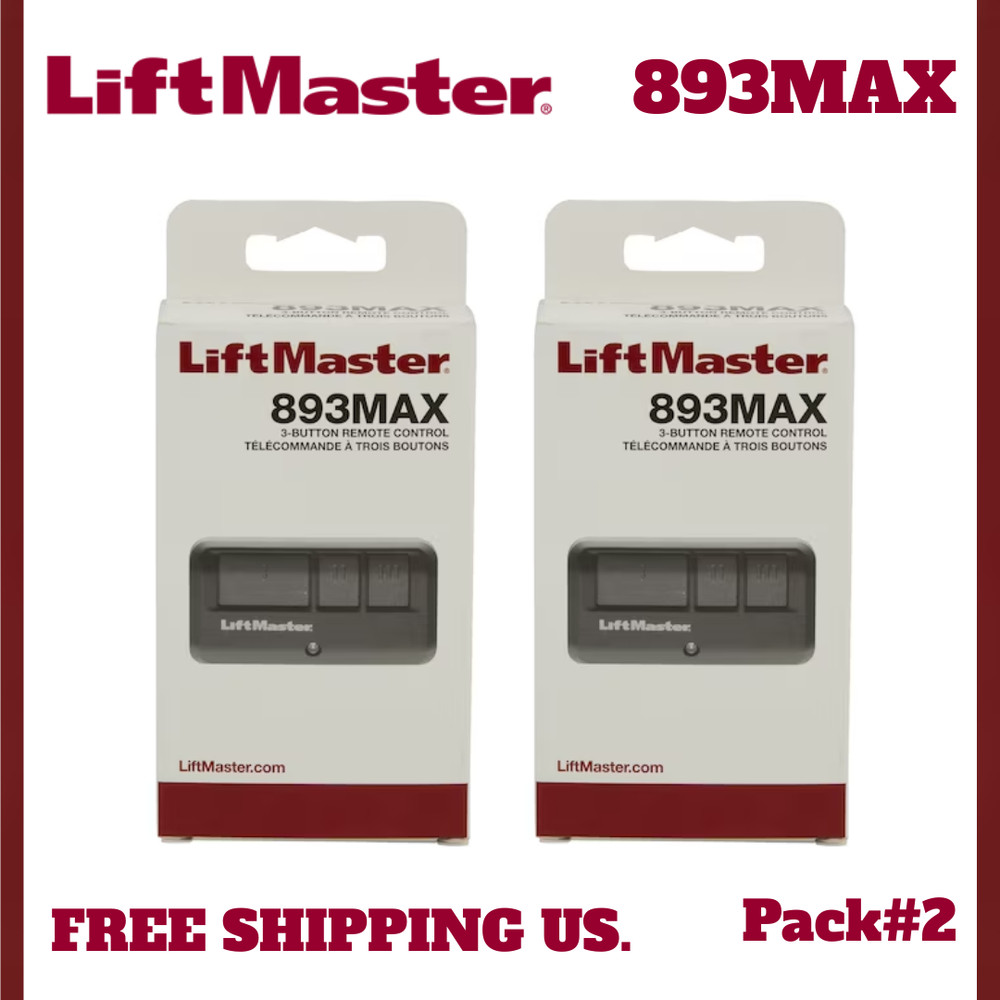 2 PACK LiftMaster 893MAX 3 Button Visor Remote Control Garage Door Opener