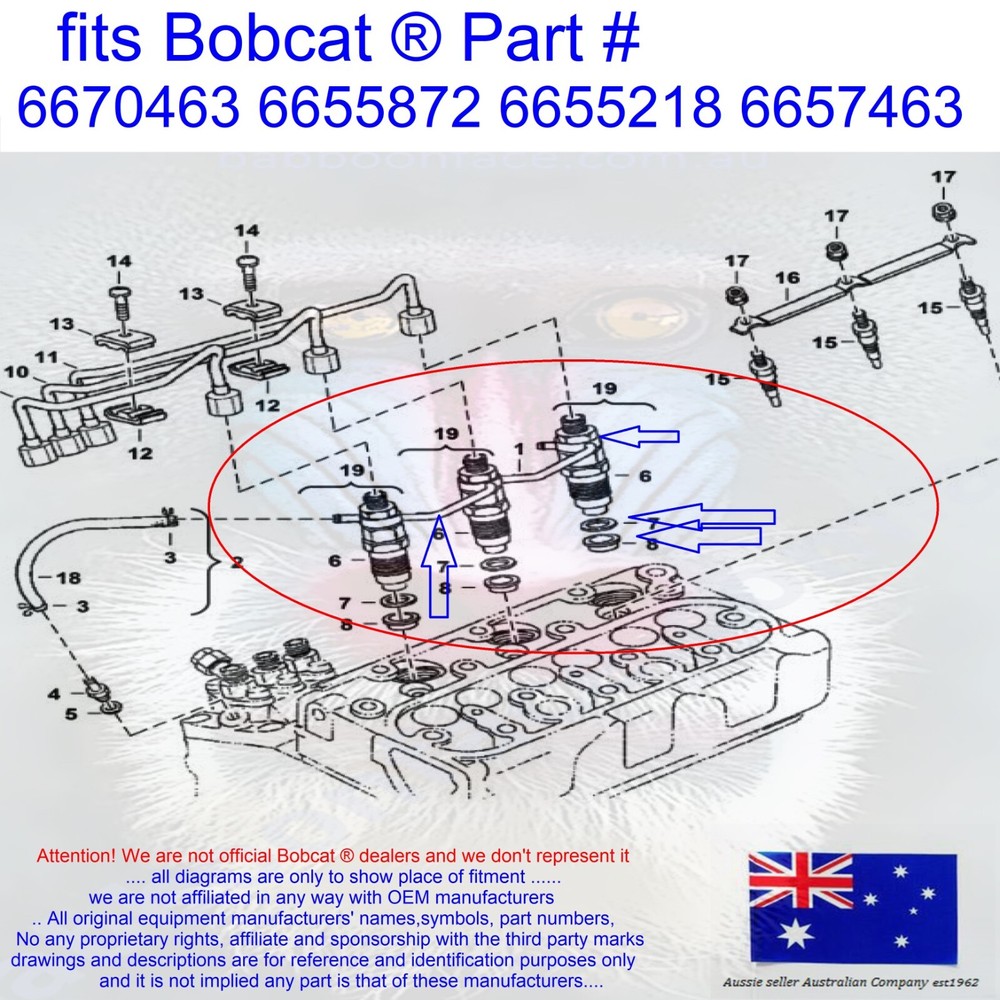 for Bobcat Injector Overflow Return Pipe Line & Washers 324 418 E08 E10 E10Z E14